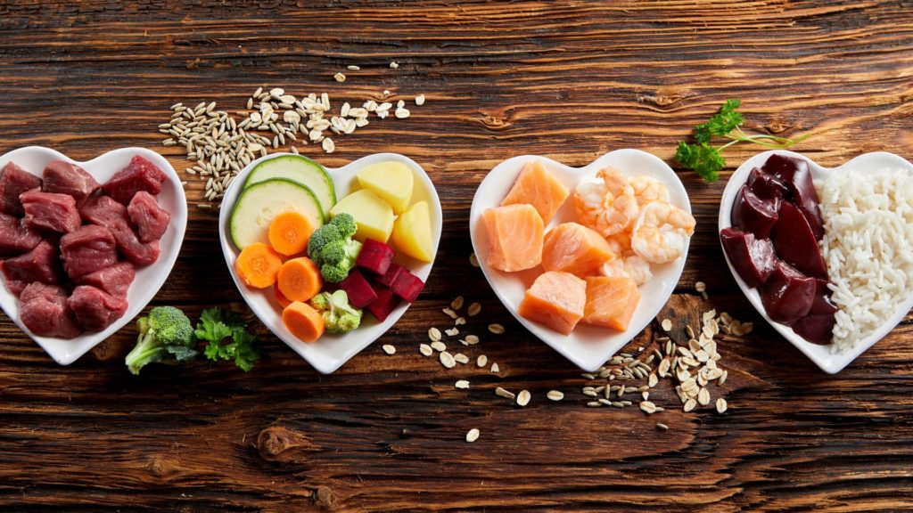 healthy foods in a heart shaped plate