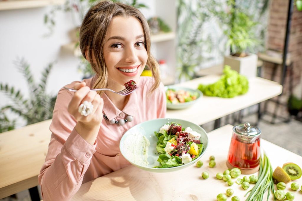 lady eating healthy living