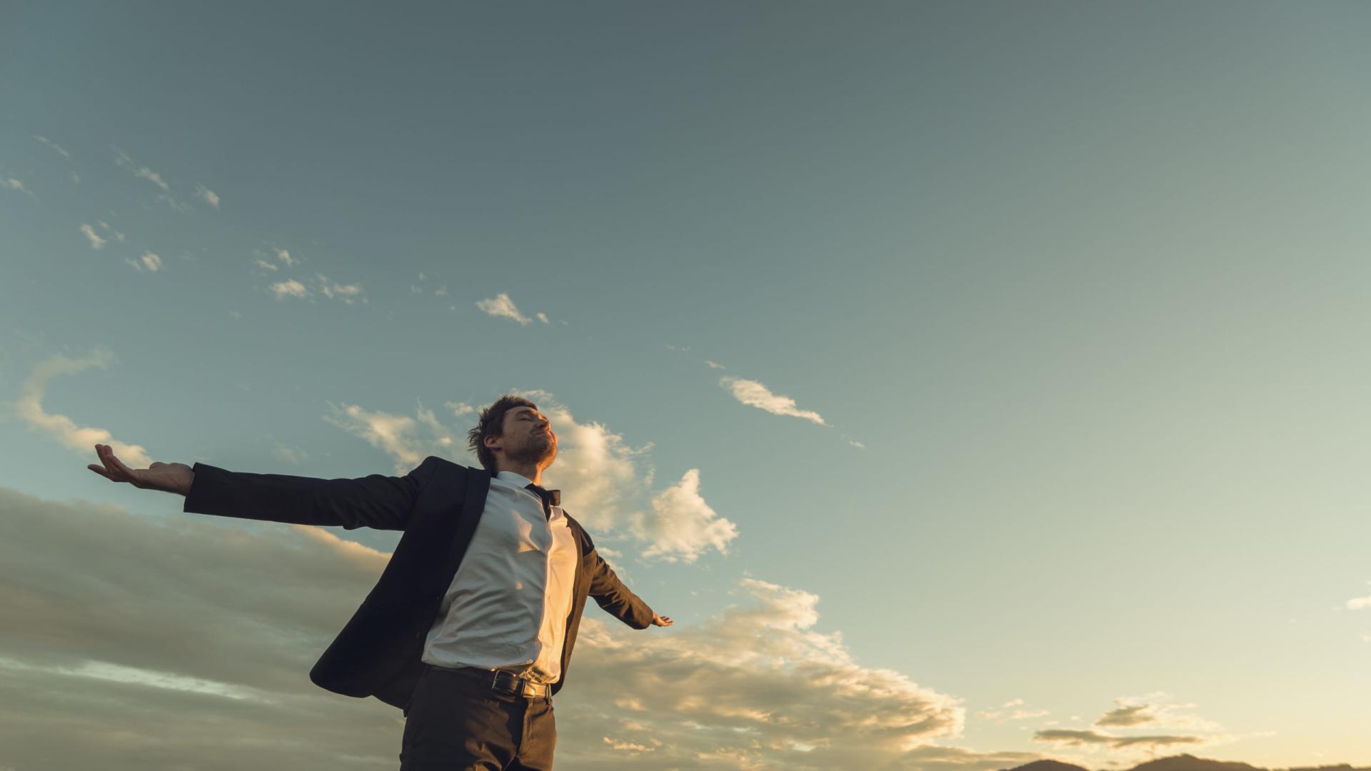 business man that has never been satisfied thinks it's time to feel satisfied