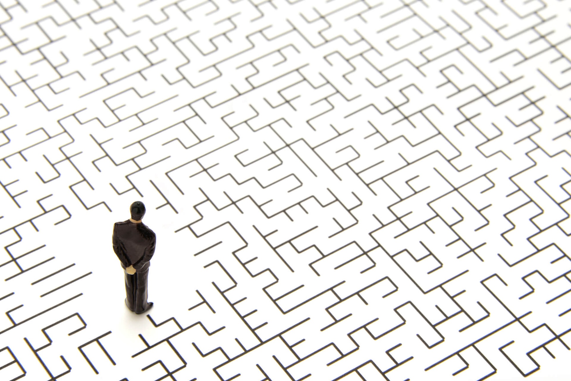 figure of a man facing the maze like facing adversity
